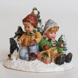 ADORABLE Little Boys Christmas Figurine Little boys in Toques